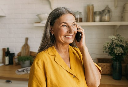 Woman smiling outside
