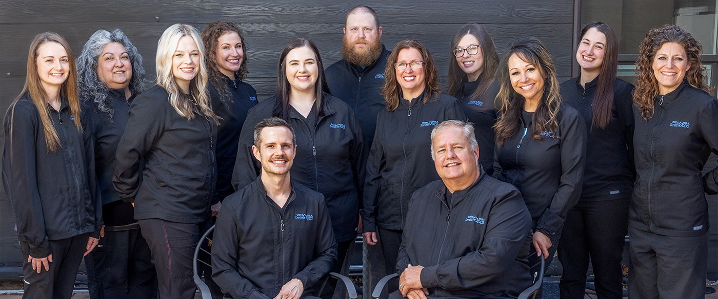 Dentists and dental team outside of dental office