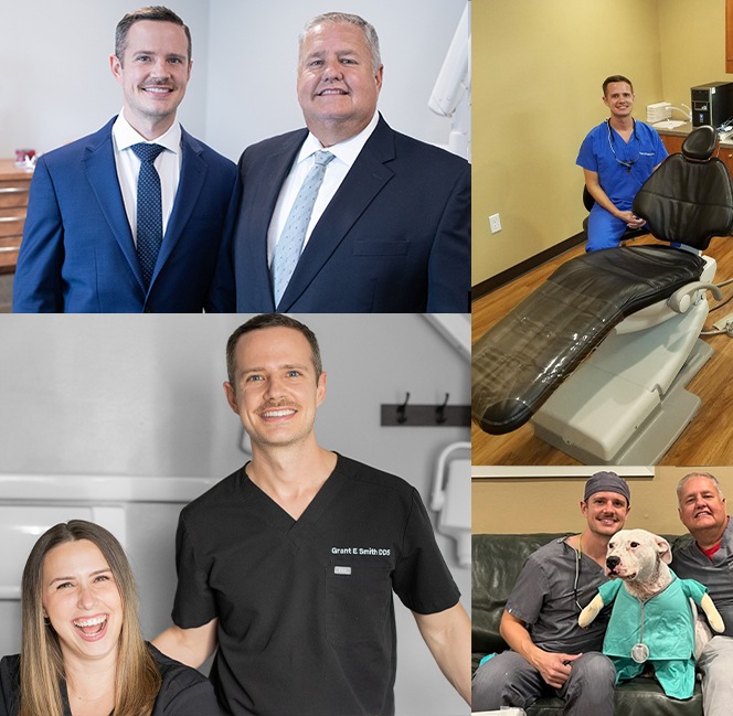 Collage of photos of dentists and dental team members